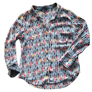 Paintbrush Print Blouse With Peakaboo Print